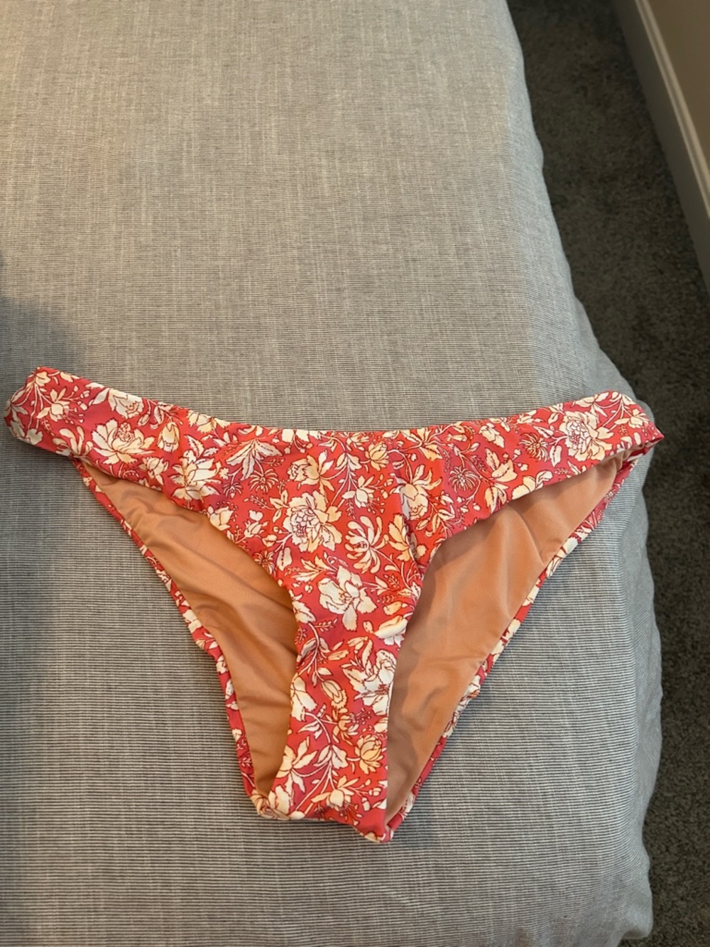 J. Crew Floral Red and Cream Bikini Bottoms